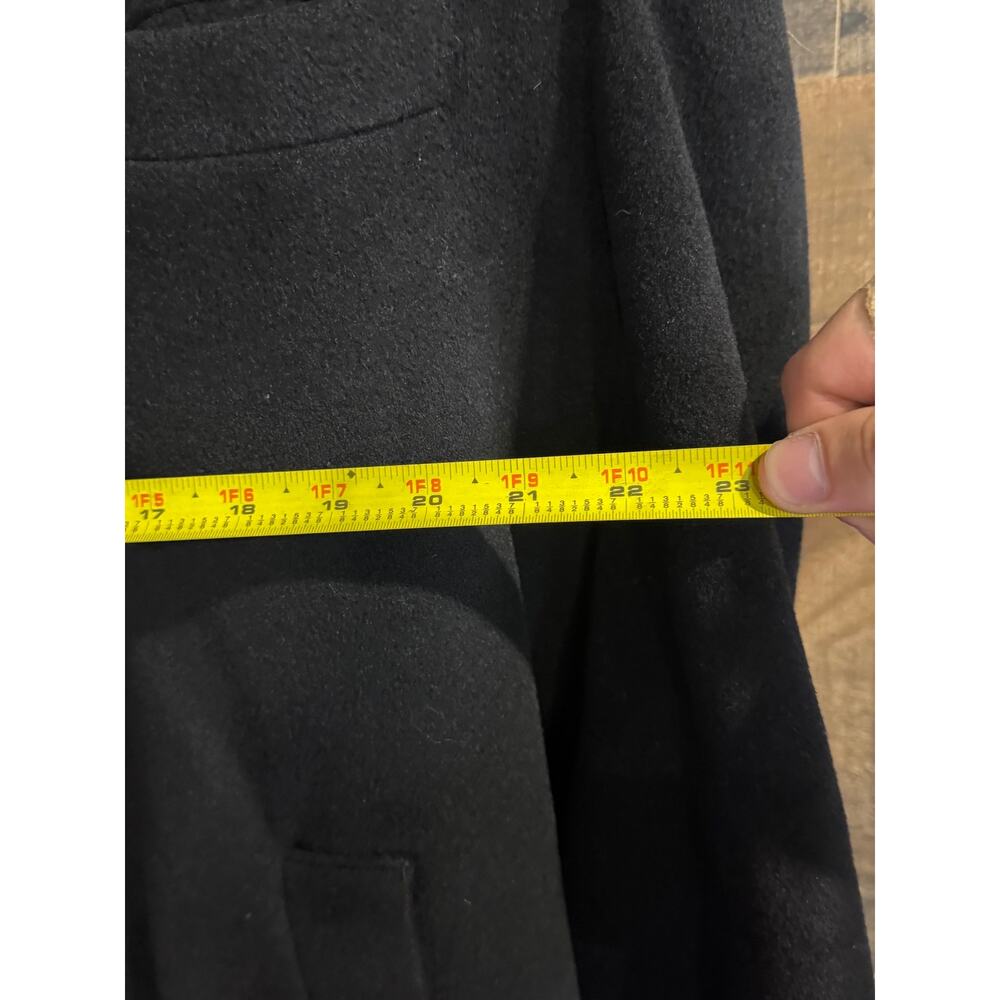 Vintage Chaps Ralph Lauren Men's Black Wool 3-Button Long Overcoat Topcoat - Picture 9 of 9